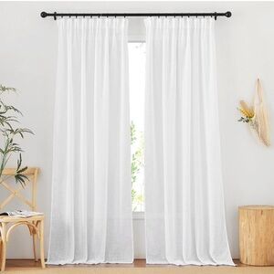 2 Panels Linen Blend Sheer Window Curtain 108” long x 52” wide per panel drapes